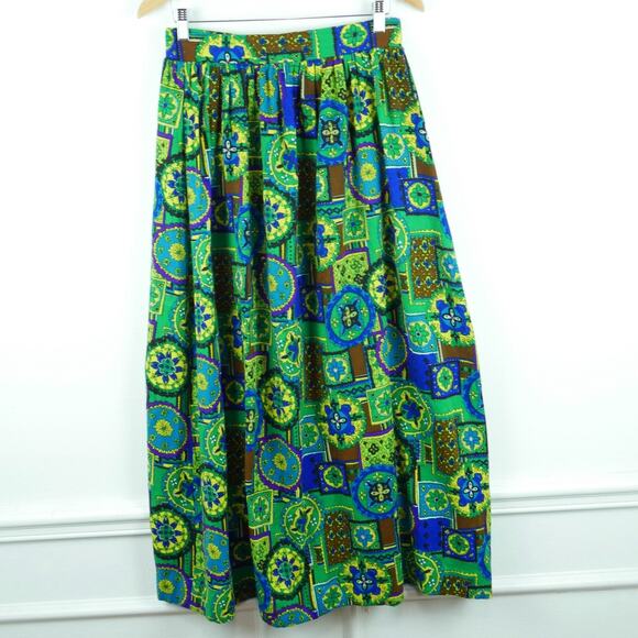 Vintage Medium Maxi Skirt Psychedelic Neon Multicolor Hippy Maximalist 60s 70s - Picture 1 of 9